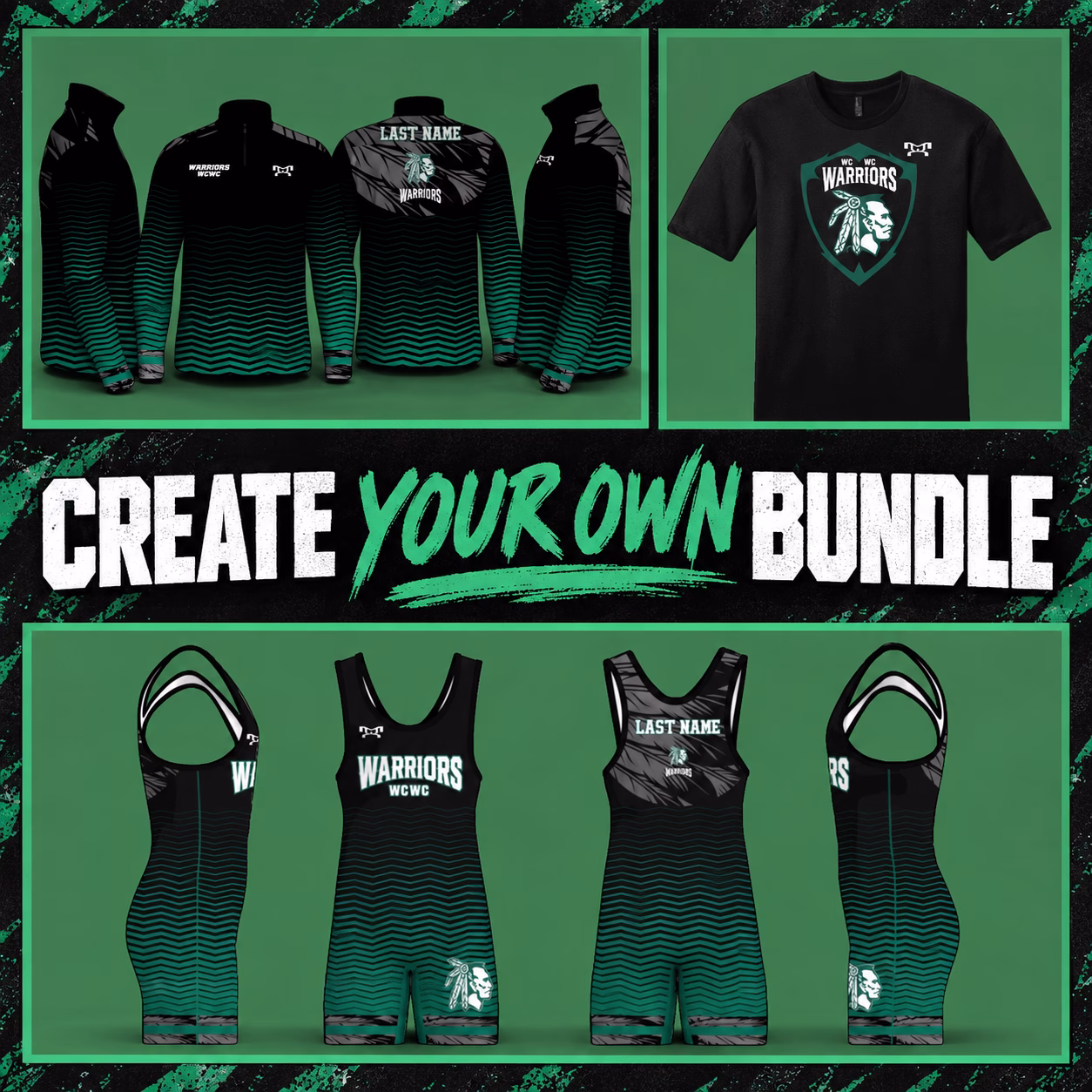 Williamson County Wrestling Club Create Your Own Bundle with quarter zip, T-shirt and singlet